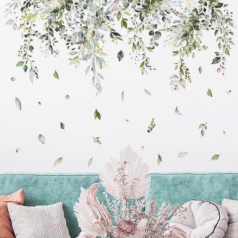 Stickers Muraux Plantes Vertes Pendaison Vigne Autocollant Mural Glycine Fleur Dcoration Murale Chambre Salon TV Mur Salle  Manger (1/4)