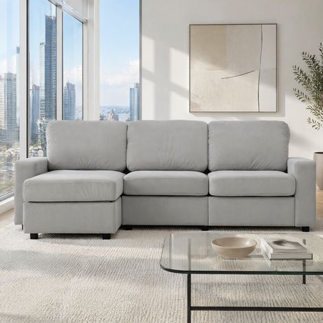 Divano angolare con contenitore, chaise longue reversibile, 245,5 cm, grigio chiaro (1/5)