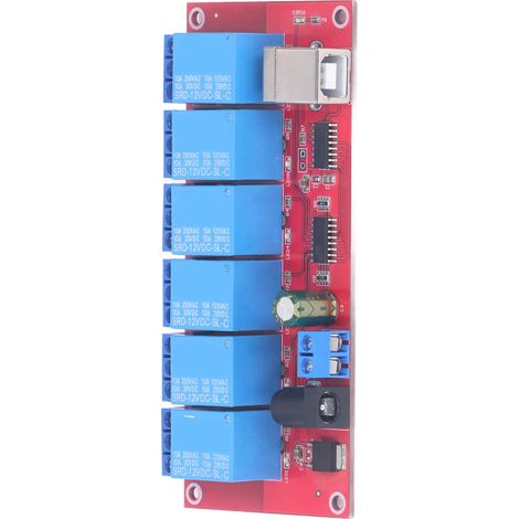 6-Kanal-USB-Relaismodul mit einstellbaren Betriebsmodi, HID-Treiber, kostenlose USB-Relaisplatine für Haus und Hof, 12 V (1/5)