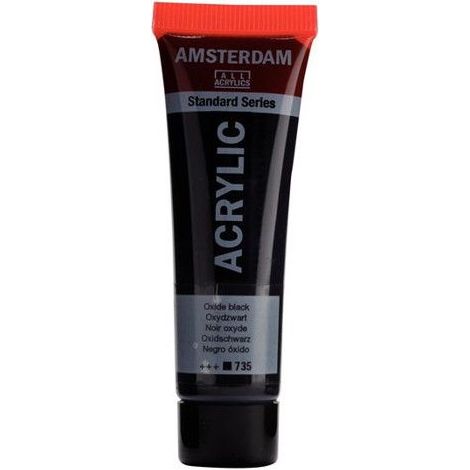 Peinture acrylique - Amsterdam - Nero Ossido - 20 Ml - Haute résistance - Diluable à l'eau
