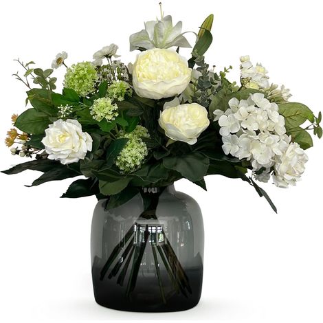 Bouquet de fleurs artificielles blanches réalistes White Dream décoration intérieure 60 cm - PANGIVO (1/5)