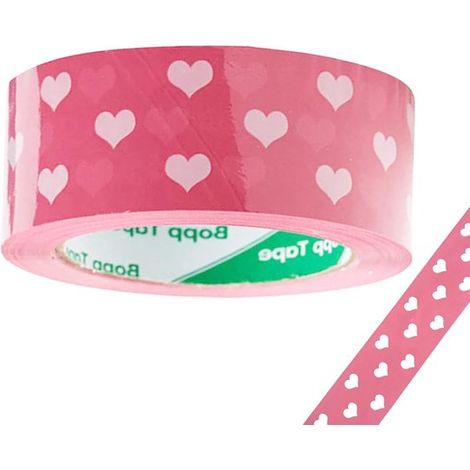 Cinta decorativa de envío con forma de corazón de 1,77" x 110 yardas, 1 rollo (corazón blanco sobre fondo rosa) Corazón-blanco/rosa (1/5)