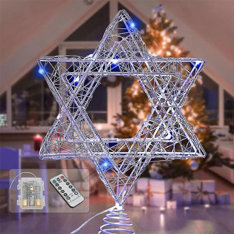 Étoile de Noël lumineuse de 28 cm (11 pouces) fonctionnant avec 3 piles AA. Fer argenté. (1/5)