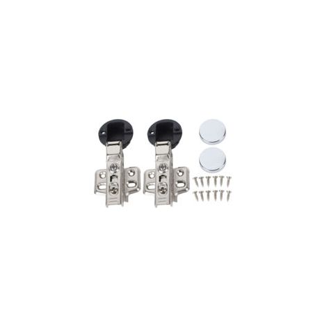 Lot de 2 charnières amorties pour porte vitrée – Acier inox 201 – Cup 35 mm – Coudée moyenne (semi-recouvrement 9 mm) (1/5)