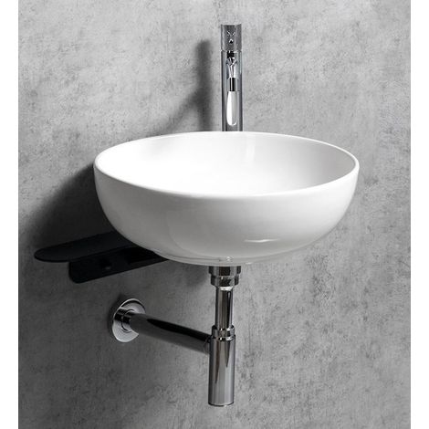 Lavabo TETRIS avec support, mitigeur monotrou, noir mat (1/5)