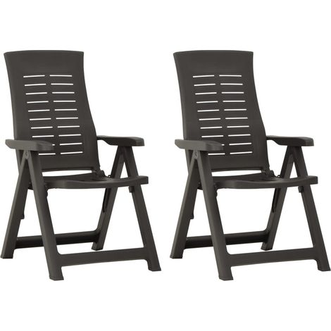 vidaXL Sedie da Giardino Reclinabili 2 pz in Plastica Antracite (1/5)