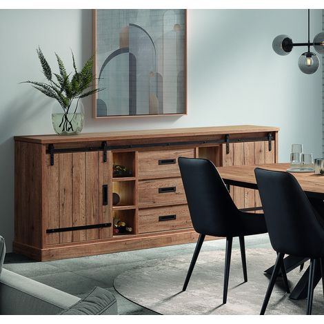 Buffet/bahut style rustique 225 cm coloris chêne Perrine (1/5)