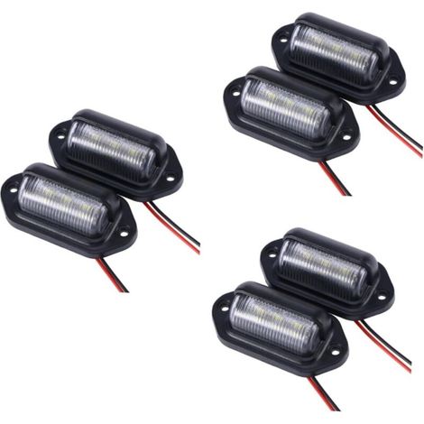 Set di 6 luci a LED per targa, luci di posizione laterali e fari per auto, camion e rimorchi, colore nero.