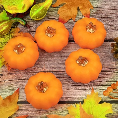 Lot de 12 citrouilles artificielles de Noël en mousse, décorations d'automne, d'Halloween et de Thanksgiving (1/5)
