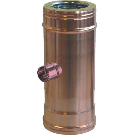 90° mf T-Stück Edelstahl/Kupfer 300int 350est Anschluss 150