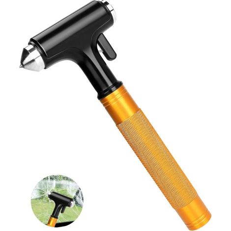Notfallhammer, Autofensterhammer, tragbarer Metallbandschneider, Antirutschwerkzeug, Glas- und Fensterbrecher, geeignet für Camping, Wandern und Reisen (1/4)