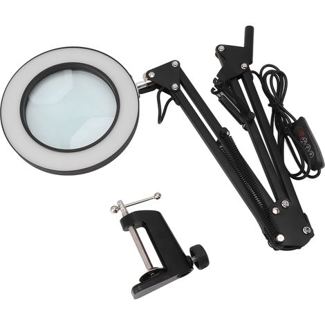 Ortviai Lampe de lecture agrandissante 10X avec pince, bras orientable en alliage d’aluminium, 3 couleurs et gradation continue (1/5)