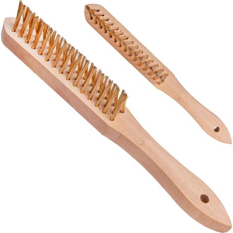 Spazzola metallica gialla antiruggine, 3 file, per scanalature del legno (12/120) (1/5)