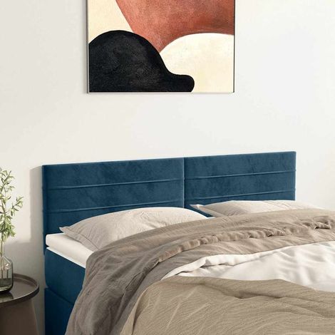 vidaXL Cabeceros azul oscuro 144x5x78/88 cm terciopelo (1/5)