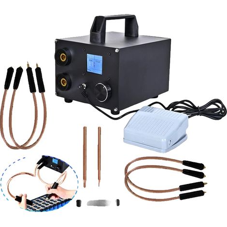 Soldadora por puntos pulsada, potencia de 1400 A, 250 niveles ajustables, compatible con baterías 18650, pantalla LCD de 1,8 pulgadas, dos modos de funcionamiento. (1/5)