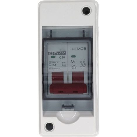 Interruttore automatico bipolare in corrente continua miniaturizzato, 1000 V, 20 A, sezionatore impermeabile IP65, adatto per impianti fotovoltaici. (1/5)