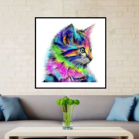 Retrato de gato con diamantes para armar tú mismo YU200 (1/4)