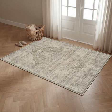 Tapis de Salon, Vintage Tapis de Chambre, Petit Tapis 60x90cm,Beige (1/5)