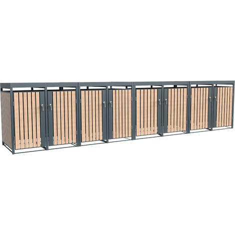 Westmann Metall Mülltonnenbox Planta  8x240 L  Mülltonnenbox mit Pflanzdach  84x528x124 cm
