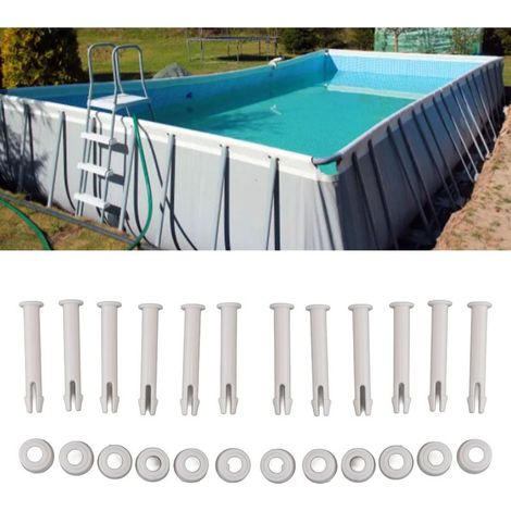 Set mit 12 Intex-kompatiblen Poolzubehörteilen 28270-28272, Muttern, Schrauben, elastisches Verriegelungssystem, 5,5 cm (1/5)