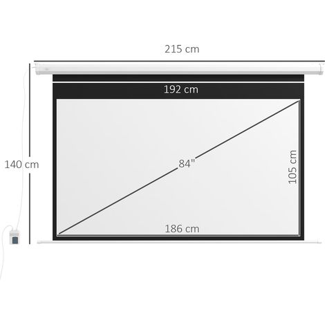 Écran de projection motorisé de 84 pouces au format 16:9 (avec télécommande), 215 x 8 x 140 cm, blanc (1/5)