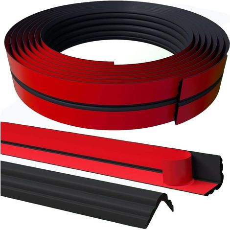 Plinthe Souple AutoadhéSive Moulure Adhesive Baguette Finition Plan de Travail Cuisine Baguette de Finition,Moulure Murale Adhesive,Moulure Plafond pour Protection Angle Mur,Noir 3.5m4cm (1/5)