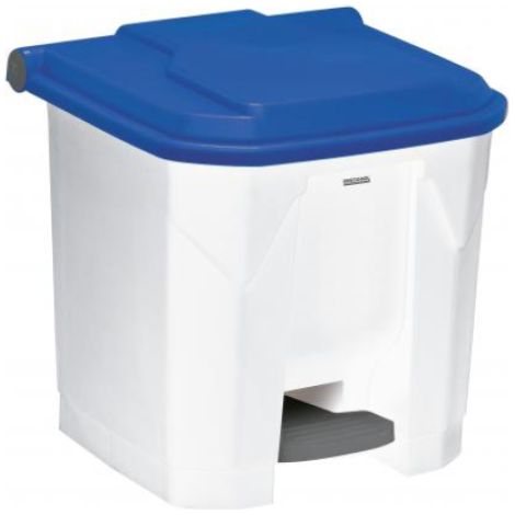 Poubelle à pédale Utilo - 30l - blanc / bleu (1/3)