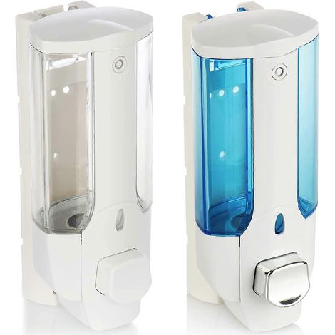 Distributeur de savon mural (x2) - Distributeur de savon mural rechargeable - Distributeur de savon (blanc) (1/4)