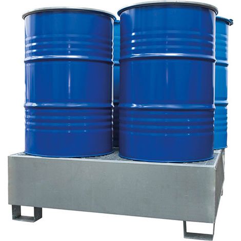 Bac de rétention en acier galvanisé - 1250x1220mm - 4 fûts - 440L - MCT2A-C