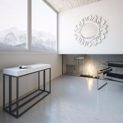 Consolle allungabile 90x40/196 cm Epoca Small Bianco Frassino telaio Antracite (1/5)