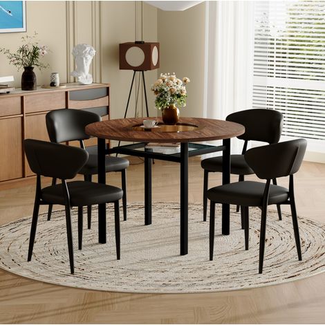 Esstisch Set rund 100 cm mit 4 Stühlen MDF Glas OKMYHOME (1/5)
