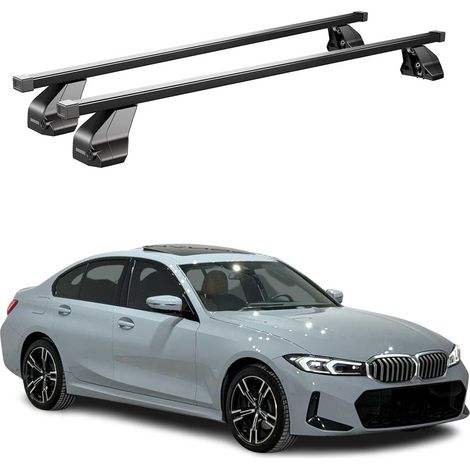 OMAC Dachträger Querträger Stahl für BMW 3er G20 2019-2026 / G80 Limo 2021-2026 – Abschließbar – City-Crash-getestet – DIN 75302:2019 – ISO/PAS 11154:2006 – Max. 75 kg Schwarz (1/5)