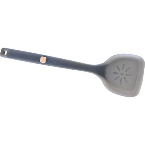 Spatule en silicone résistante à la chaleur, antiadhésive, avec intérieur en acier inoxydable, pour poêle à frire, semi-translucide, gris foncé.