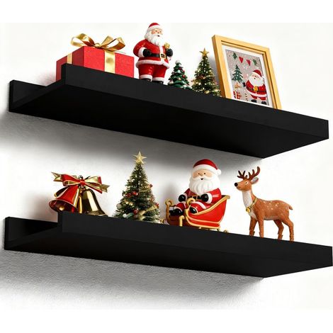 -Schwebende Wandregale (2er-Set) – Modernes Wandregal mit Rand zur Aufbewahrung und Präsentation, Wanddekoration, 40 cm (1/5)