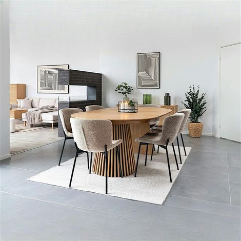 Ensemble table et chaises beige bouclette (lot de 9 pièces) AMSTERDAM (1/5)