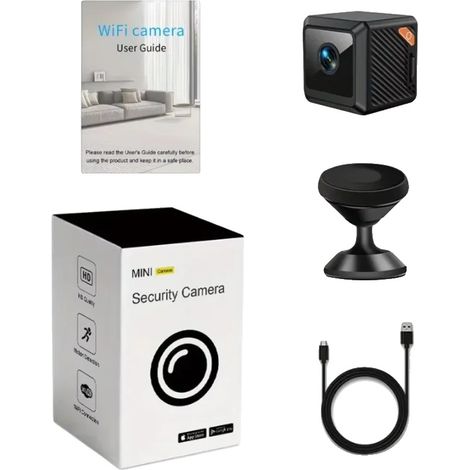 Cámara de vigilancia, resolución 1080P, conexión WiFi, color negro. (1/2)