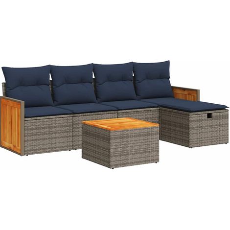 Maison Exclusive - 6-tlg. Garten-Sofagarnitur mit Kissen Grau Pol