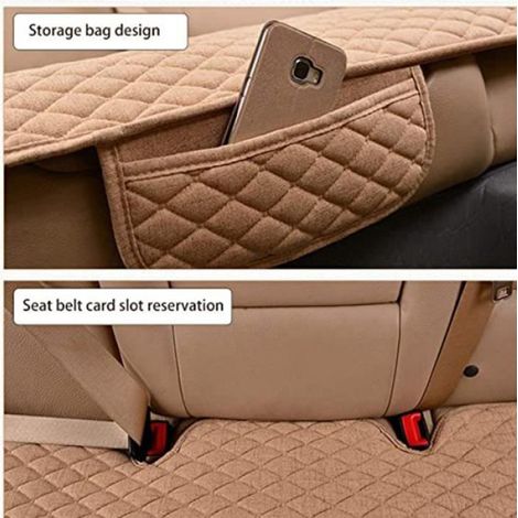 Coussin Siege Voiture - Lin - 47x50 cm et 130x50 cm - Sans Dossier - Trois Parties - Usage Quatre Saisons - 3 Pièces (1/4)