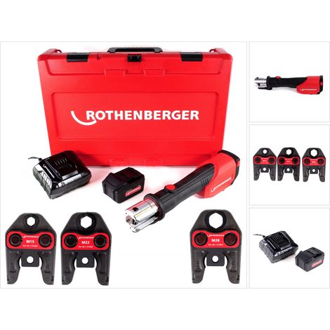 Set di pressatrici a batteria Rothenberger ROMAX 4000 M15-22-28 mm, 4 Ah, EU CAS