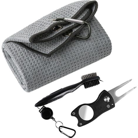 Lot de 3 brosses de nettoyage pour serviettes et clubs, outil de réparation de divot avec marqueur de balle, accessoires de golf (1/5)