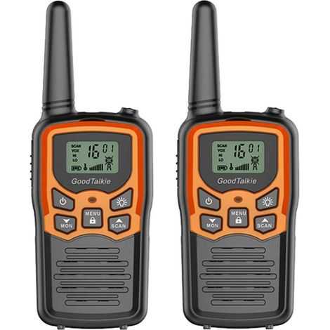 Talkie-walkie longue portée - Randonnée, camping, usage domestique - Pack de 2 (orange) - Communication fiable et portable pour toutes activités (1/5)