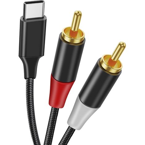 Câble 2 RCA USB C Audio Stéréo Adaptateur Type C Mâle vers 2RCA Mâle Y Auxiliaire Audio Câble Numérique Compatible avec Phone 15/Pad/Amplificateur/Home Cinéma/Enceinte/HDTV etc. (1/5)