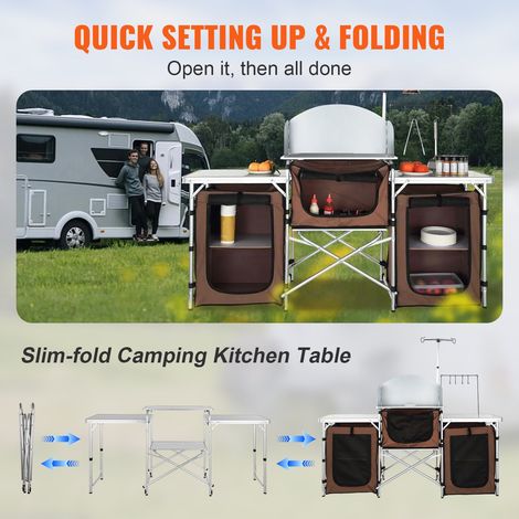 Cuisine de Camping 174x176x46 cm Armoire de Camping Pliable (1/5)