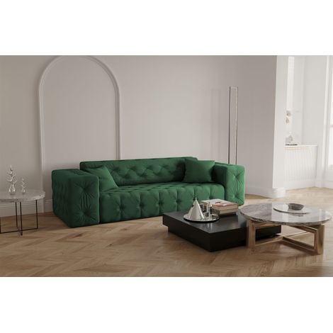 Sofa Designersofa CHANTAL 3-Sitzer in Stoff Opera Velvet Grün (1/5)