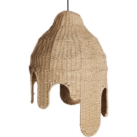 Suspension Boho Chic en Fibre Naturelle - Beige sable tissé naturel (1/5)