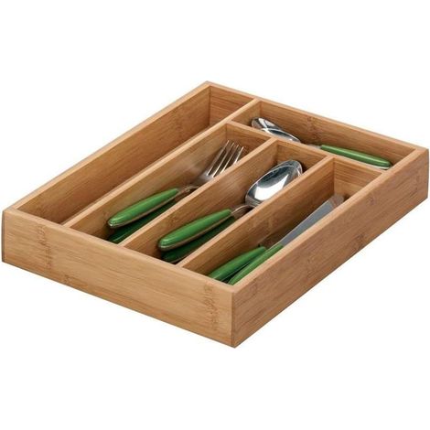 Besteckkasten aus braunem Bambus, 34 x 26 x 5 cm (1/3)