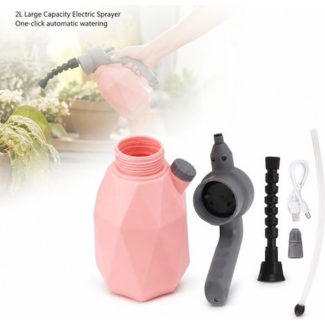 Spruzzatore elettrico da 2 litri - Ricaricabile - Automatico, leggero, rosa, portatile, con testina universale e batteria al litio. (1/5)