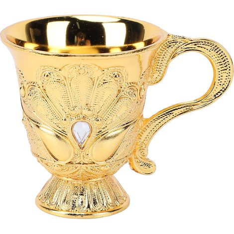 Retro-Weinglas, multifunktionales dekoratives Schnapsglas aus Metall, Weinkelch für Bar, Vitrine, Griff, Gold (1/5)