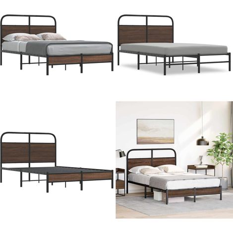 vidaXL Cadre de lit sans matelas 140x190 cm chêne marron (1/5)