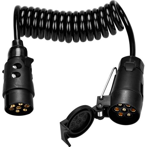 Applicable Prise Remorque 7 Broches 12V, Faisceau Remorque 7 Broches à 7 Broches 2m, Adaptateur Prise Remorque pour Camion RV Caravane - Noir (1/5)